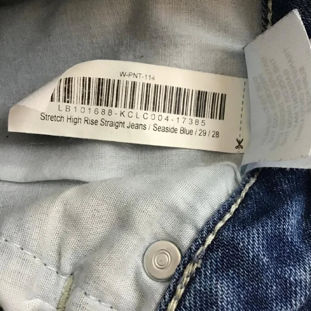 Quince Stretch High Rise Straight Jeans Women 29 Seaside Blue 28” Inseam EUC - Picture 4 of 8